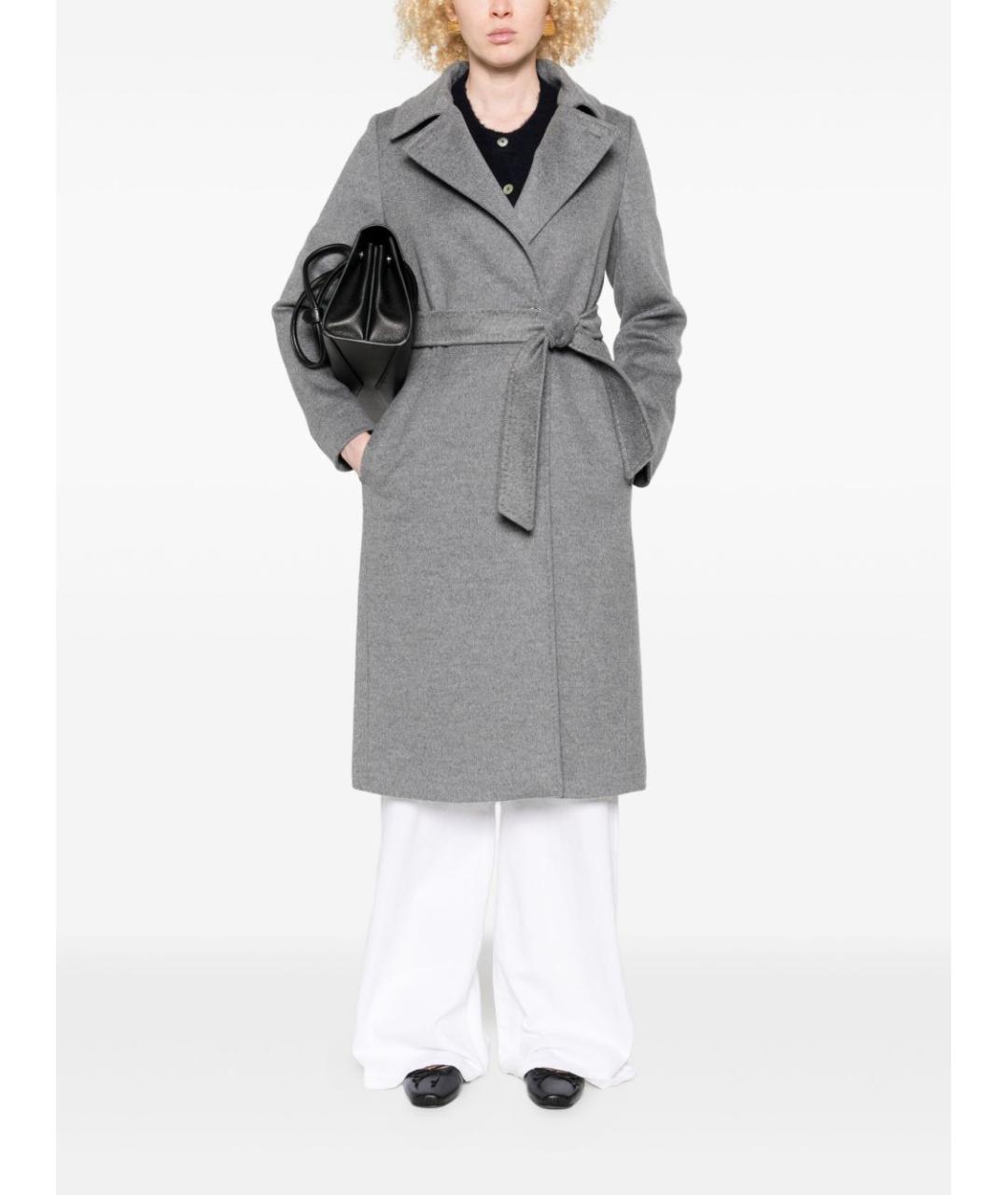 MAX MARA STUDIO Серое шерстяное пальто, фото 2