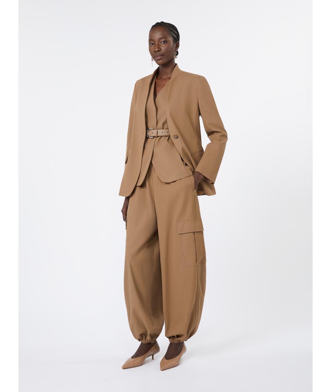 MAX MARA Бежевый хлопковый жакет/пиджак, фото 2