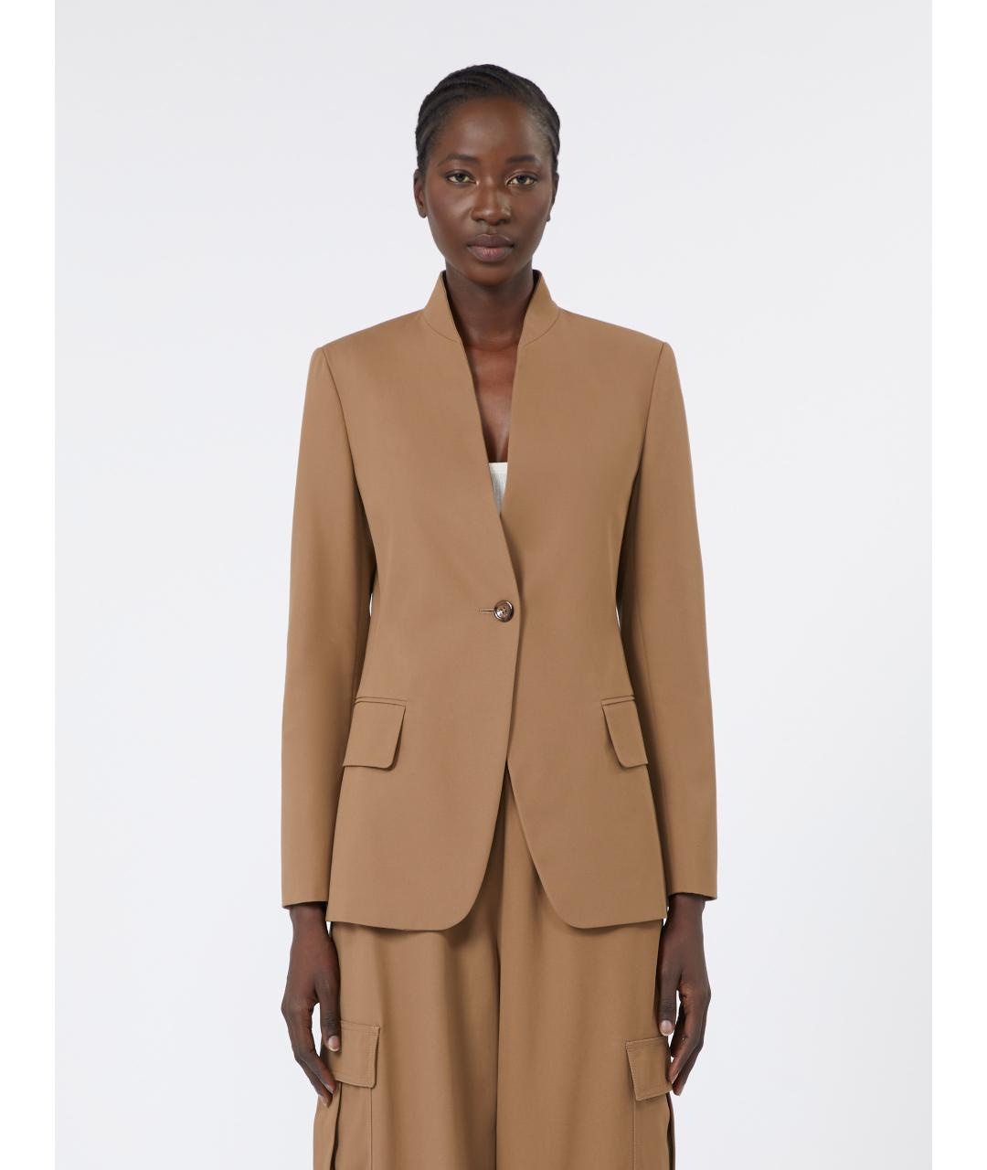 MAX MARA Бежевый хлопковый жакет/пиджак, фото 3