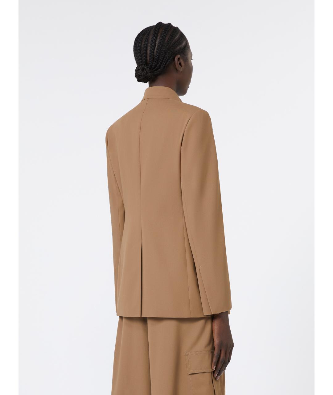 MAX MARA Бежевый хлопковый жакет/пиджак, фото 4