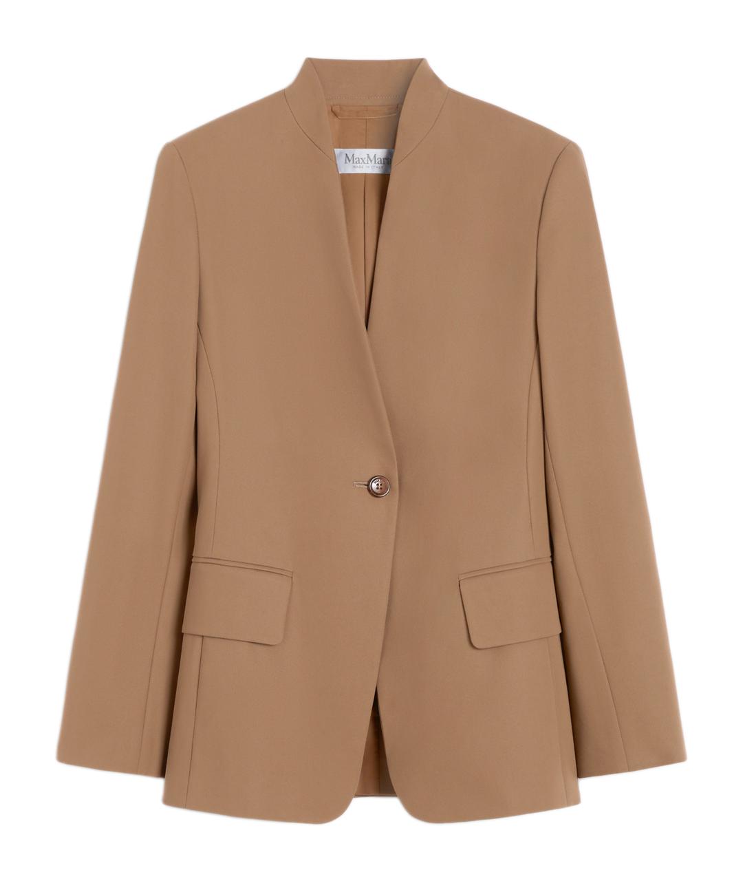 MAX MARA Бежевый хлопковый жакет/пиджак, фото 1