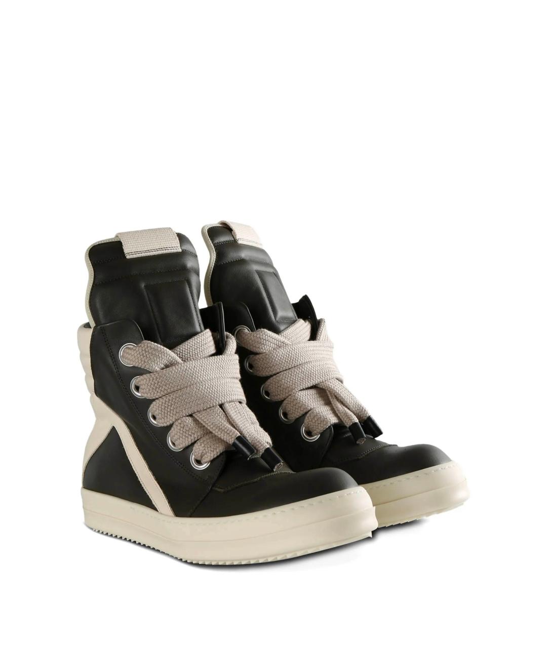 RICK OWENS Черные кожаные низкие кроссовки / кеды, фото 2