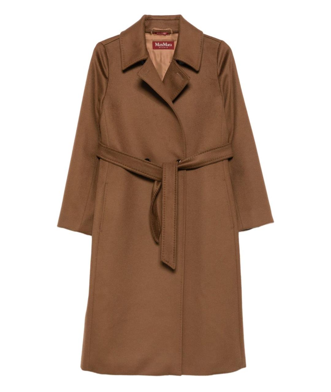 MAX MARA STUDIO Коричневое шерстяное пальто, фото 1