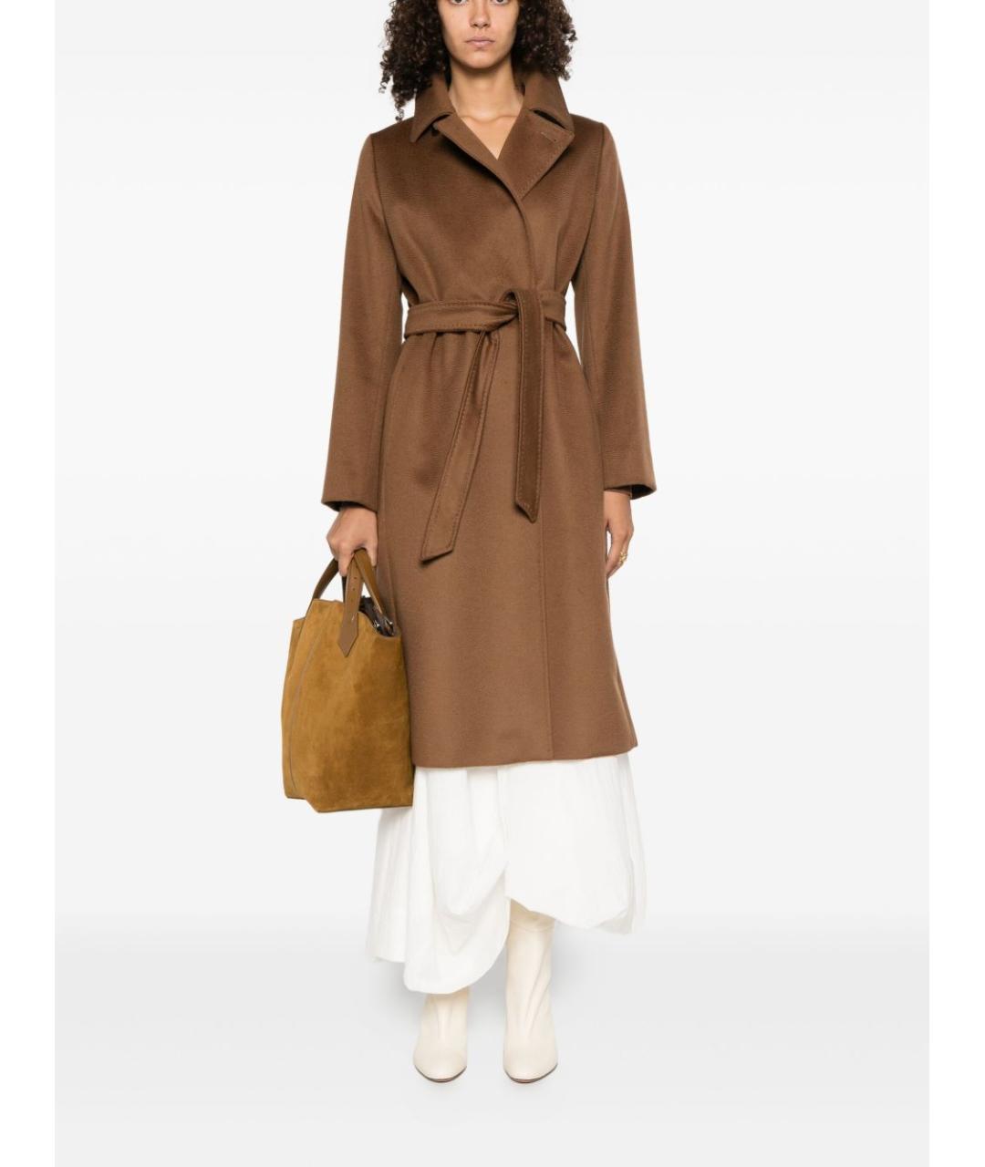 MAX MARA STUDIO Коричневое шерстяное пальто, фото 2