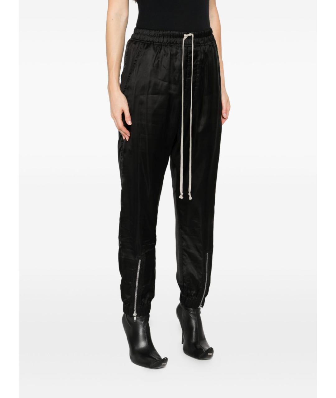 RICK OWENS Черные вискозные прямые брюки, фото 3