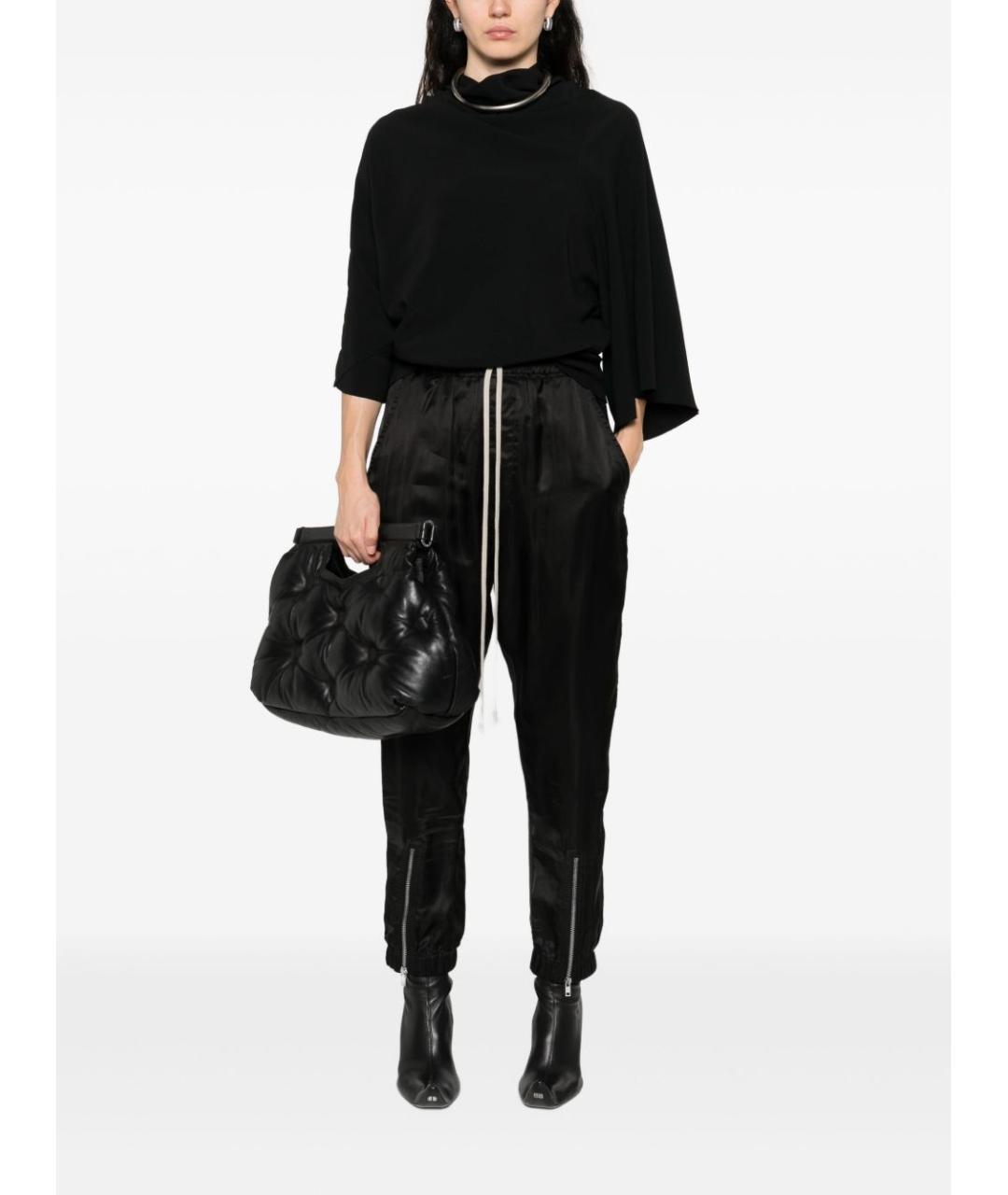 RICK OWENS Черные вискозные прямые брюки, фото 2