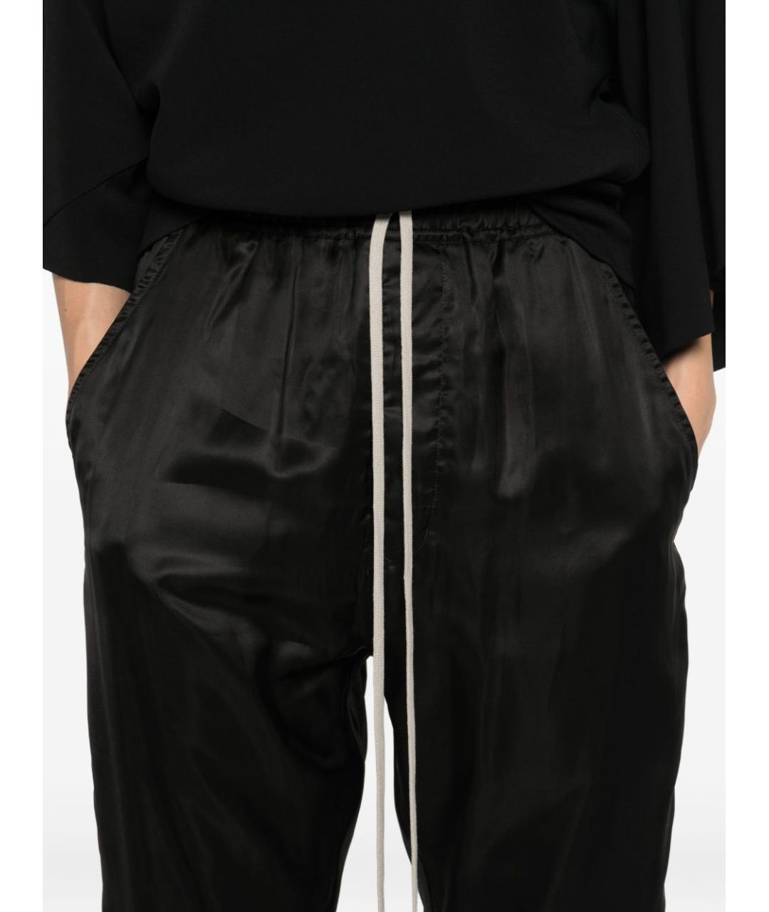 RICK OWENS Черные вискозные прямые брюки, фото 5