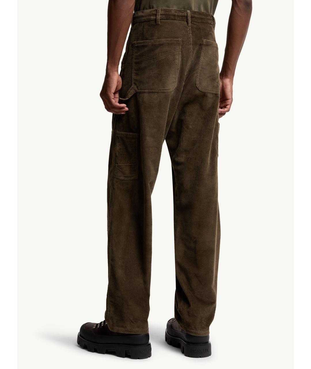 MONCLER Коричневые хлопковые повседневные брюки, фото 5