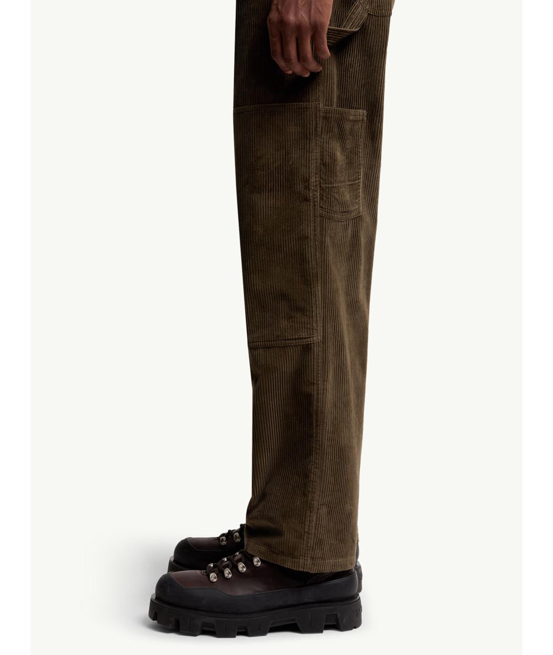 MONCLER Коричневые хлопковые повседневные брюки, фото 4
