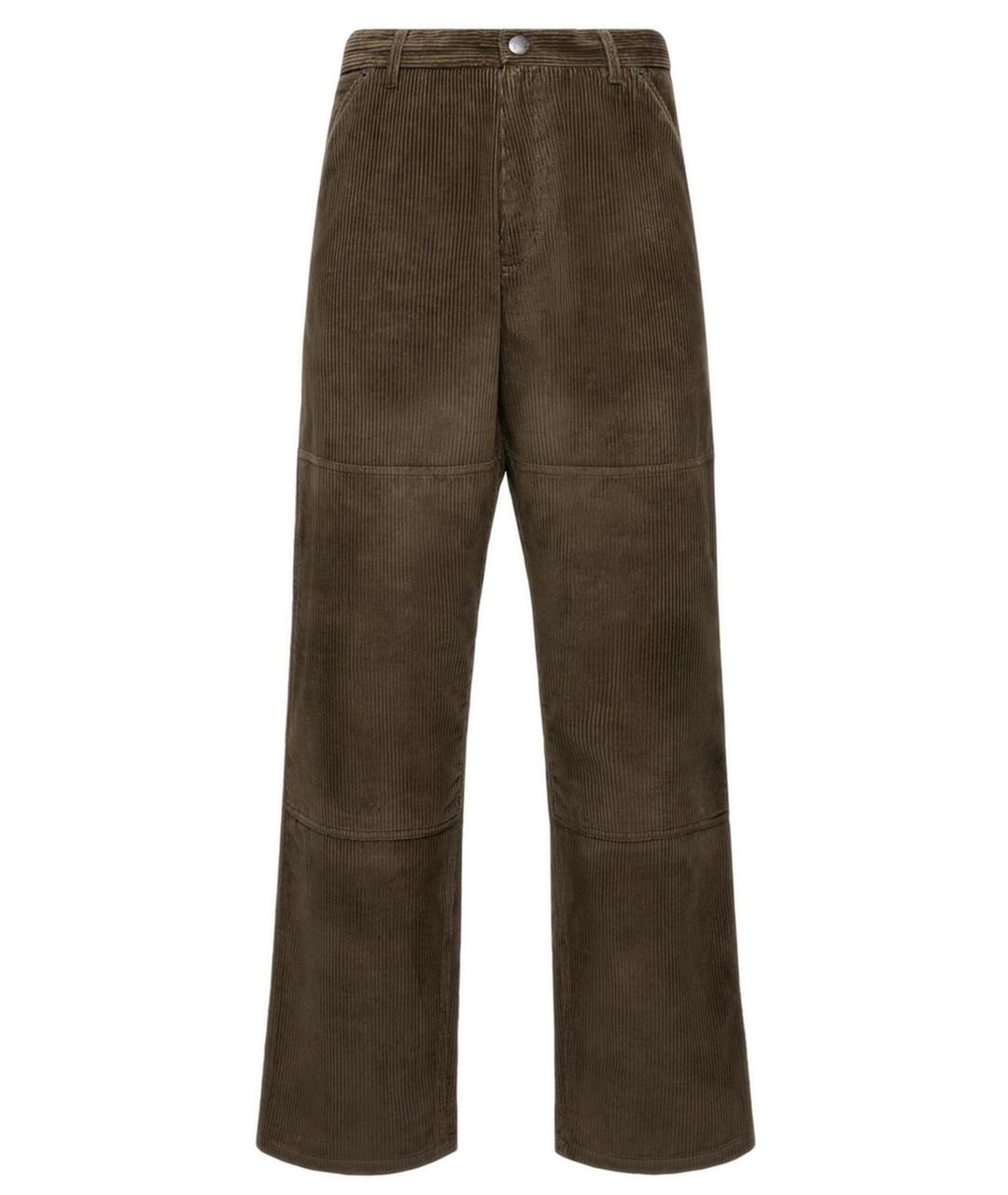 MONCLER Коричневые хлопковые повседневные брюки, фото 1