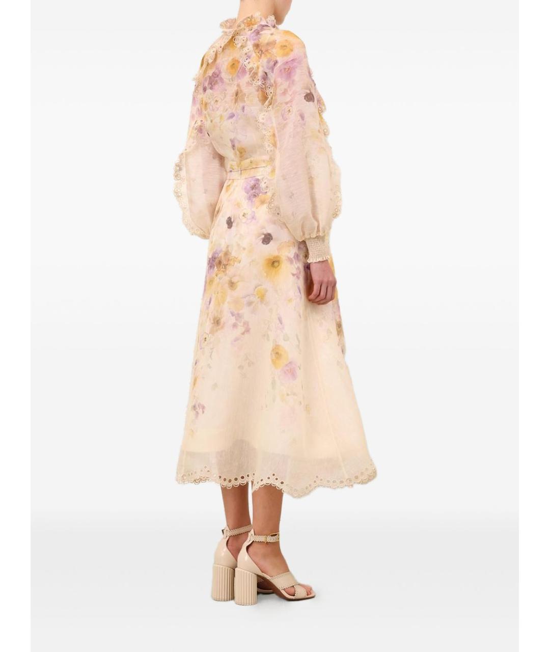ZIMMERMANN Мульти льняная юбка миди, фото 3