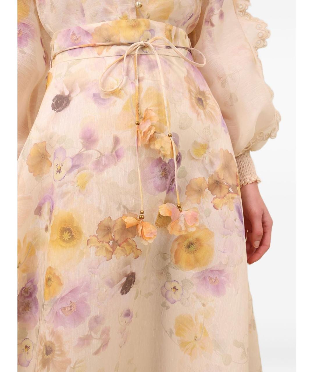 ZIMMERMANN Мульти льняная юбка миди, фото 4