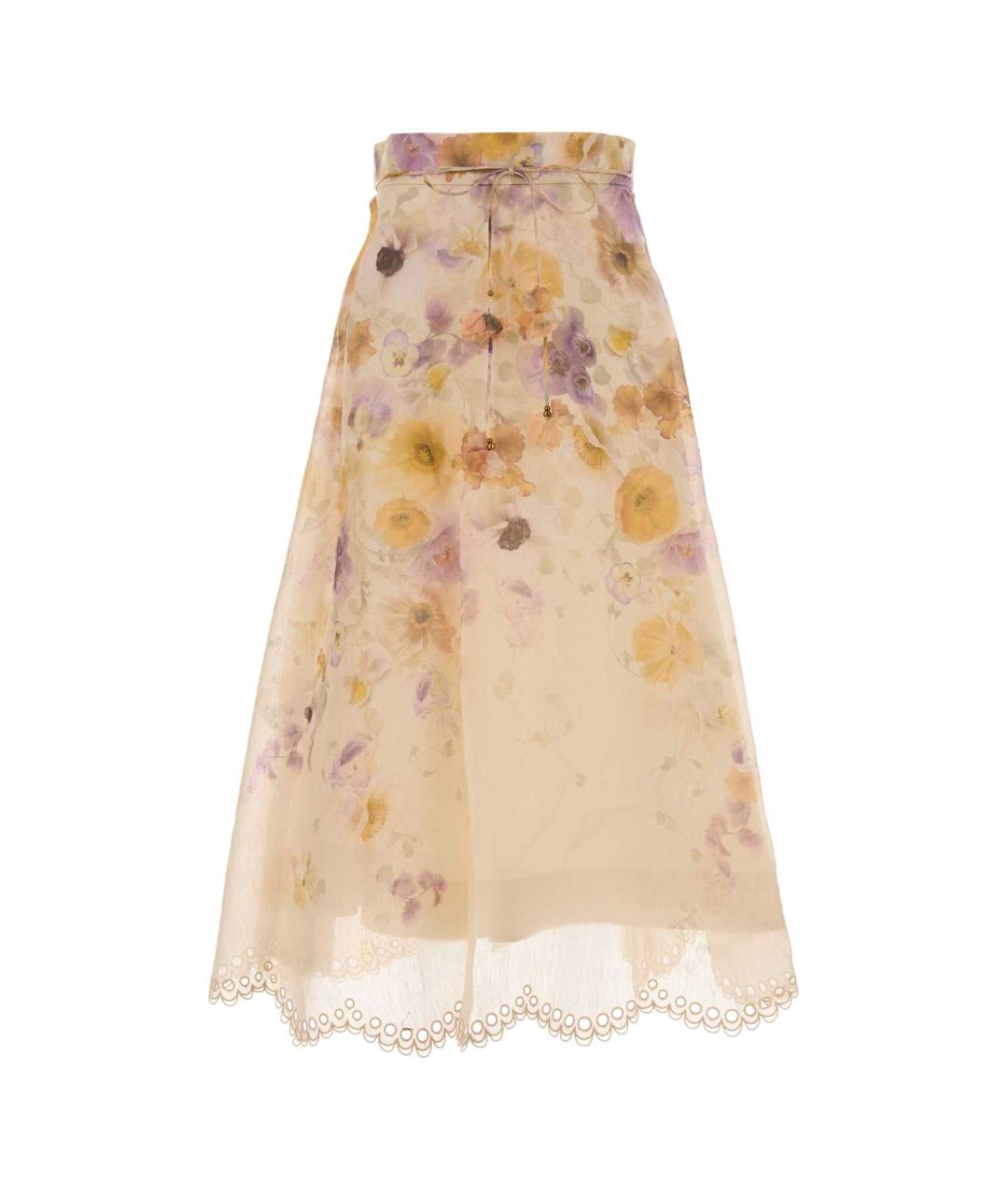 ZIMMERMANN Мульти льняная юбка миди, фото 1