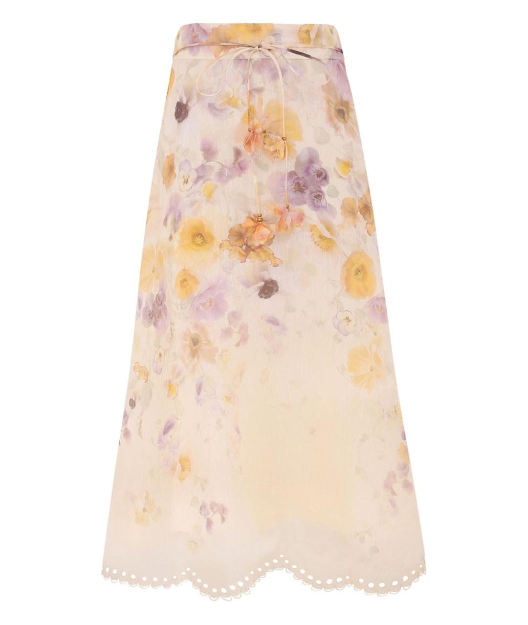 ZIMMERMANN Мульти льняная юбка миди, фото 5