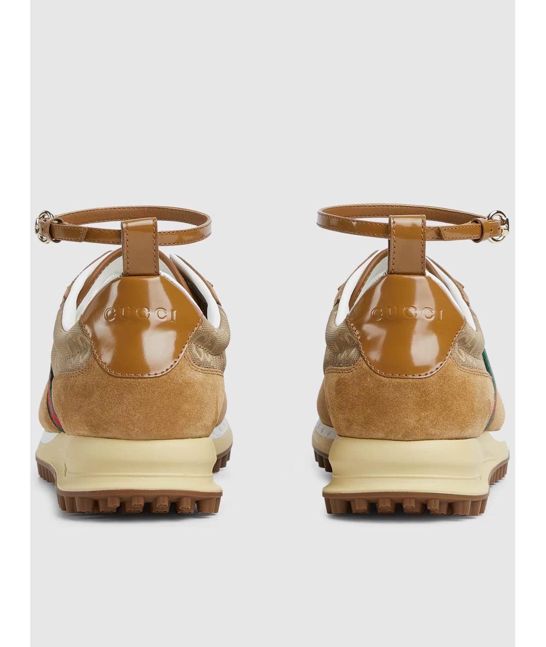GUCCI Бежевые кожаные кроссовки, фото 4