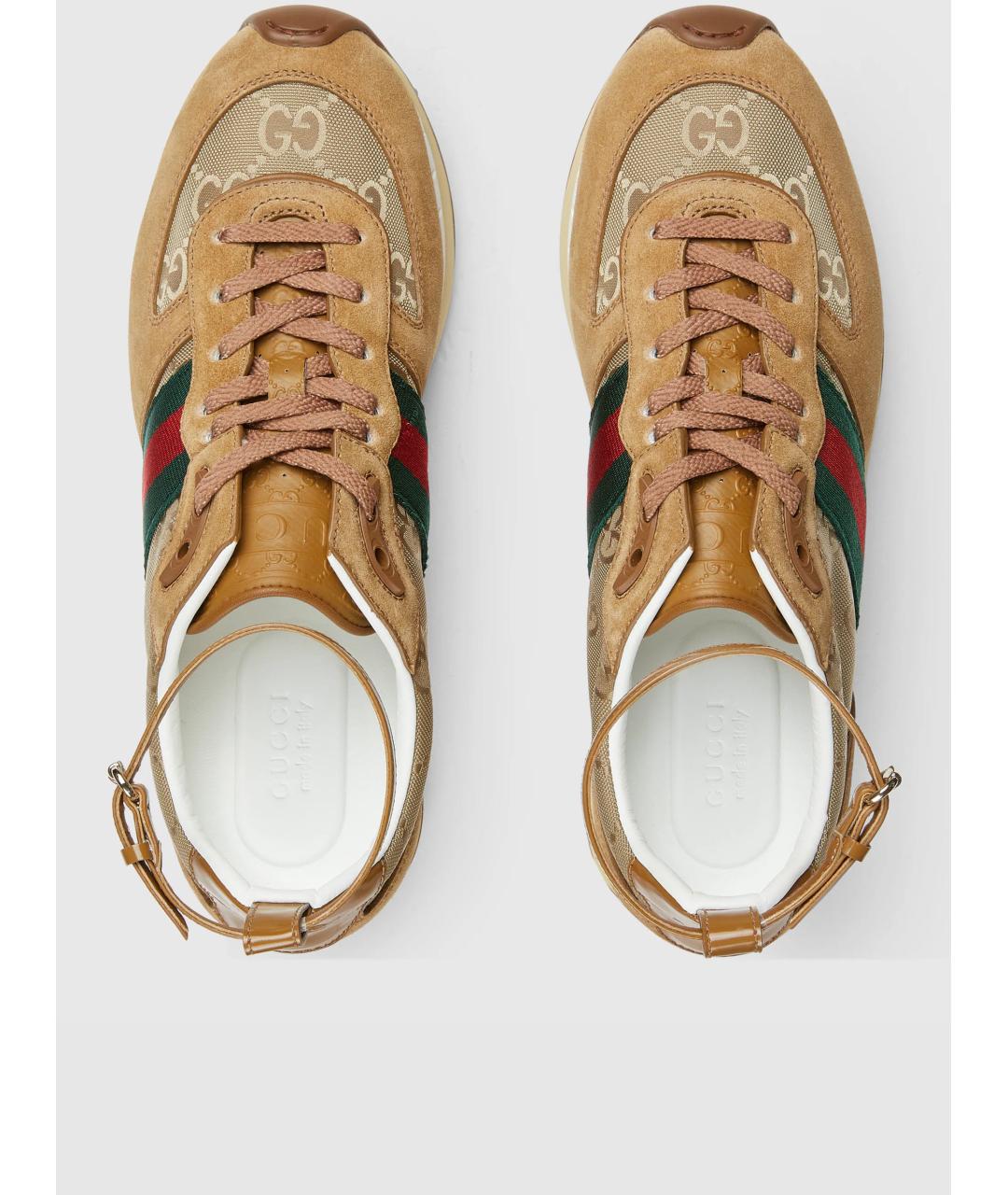 GUCCI Бежевые кожаные кроссовки, фото 5