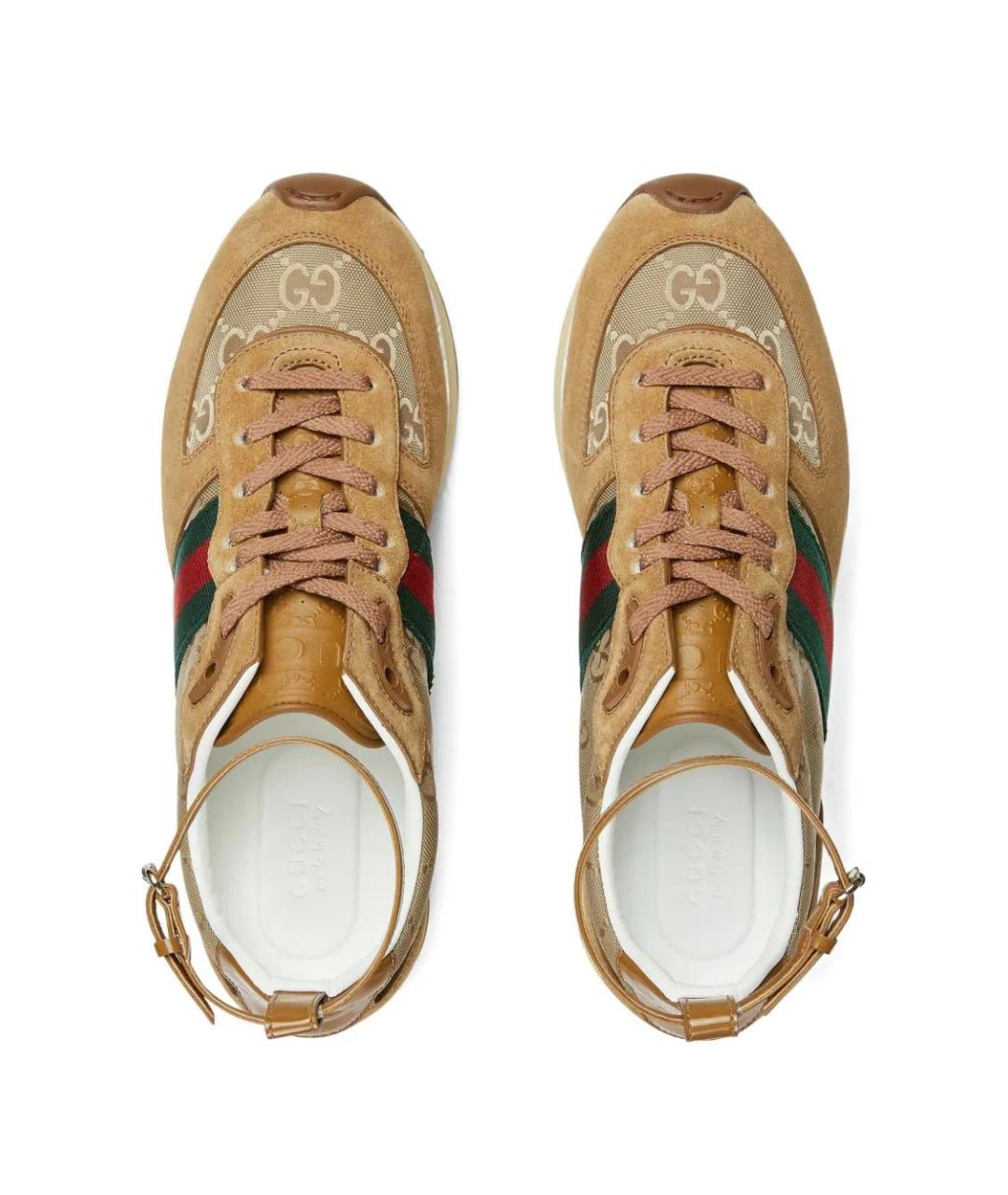 GUCCI Бежевые кожаные кроссовки, фото 3