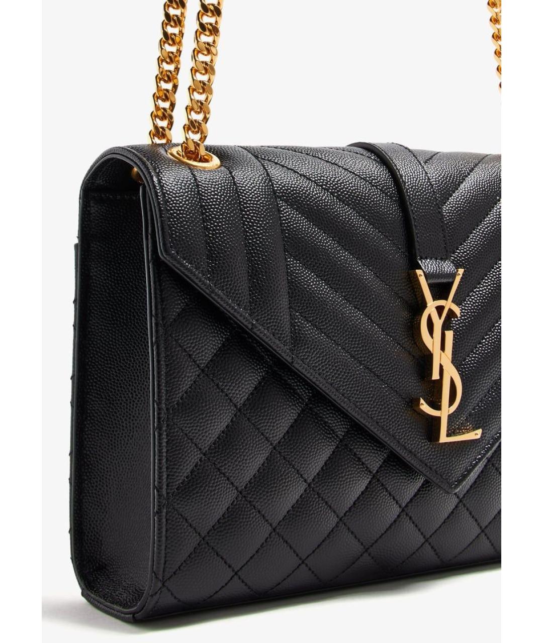 SAINT LAURENT Черная кожаная сумка через плечо, фото 2