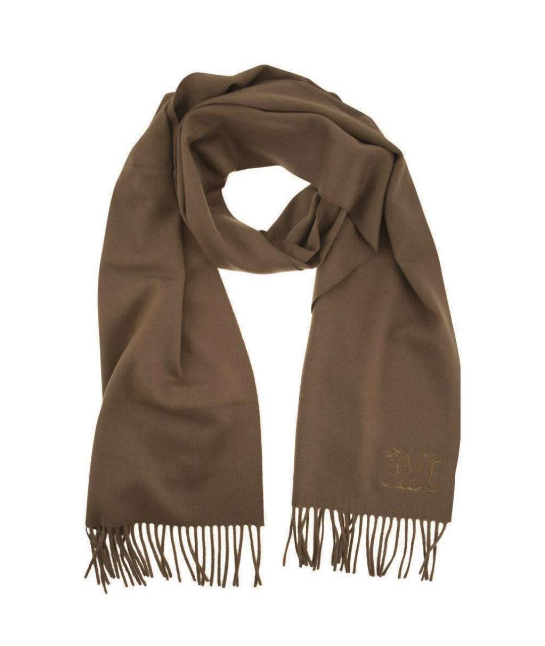 MAX MARA Коричневый кашемировый шарф, фото 1