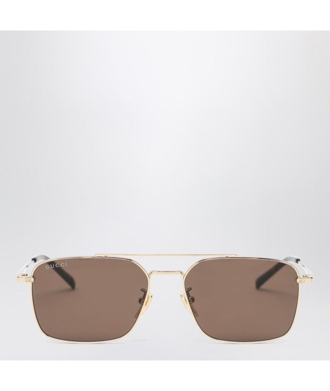 GUCCI Золотые металлические солнцезащитные очки, фото 2