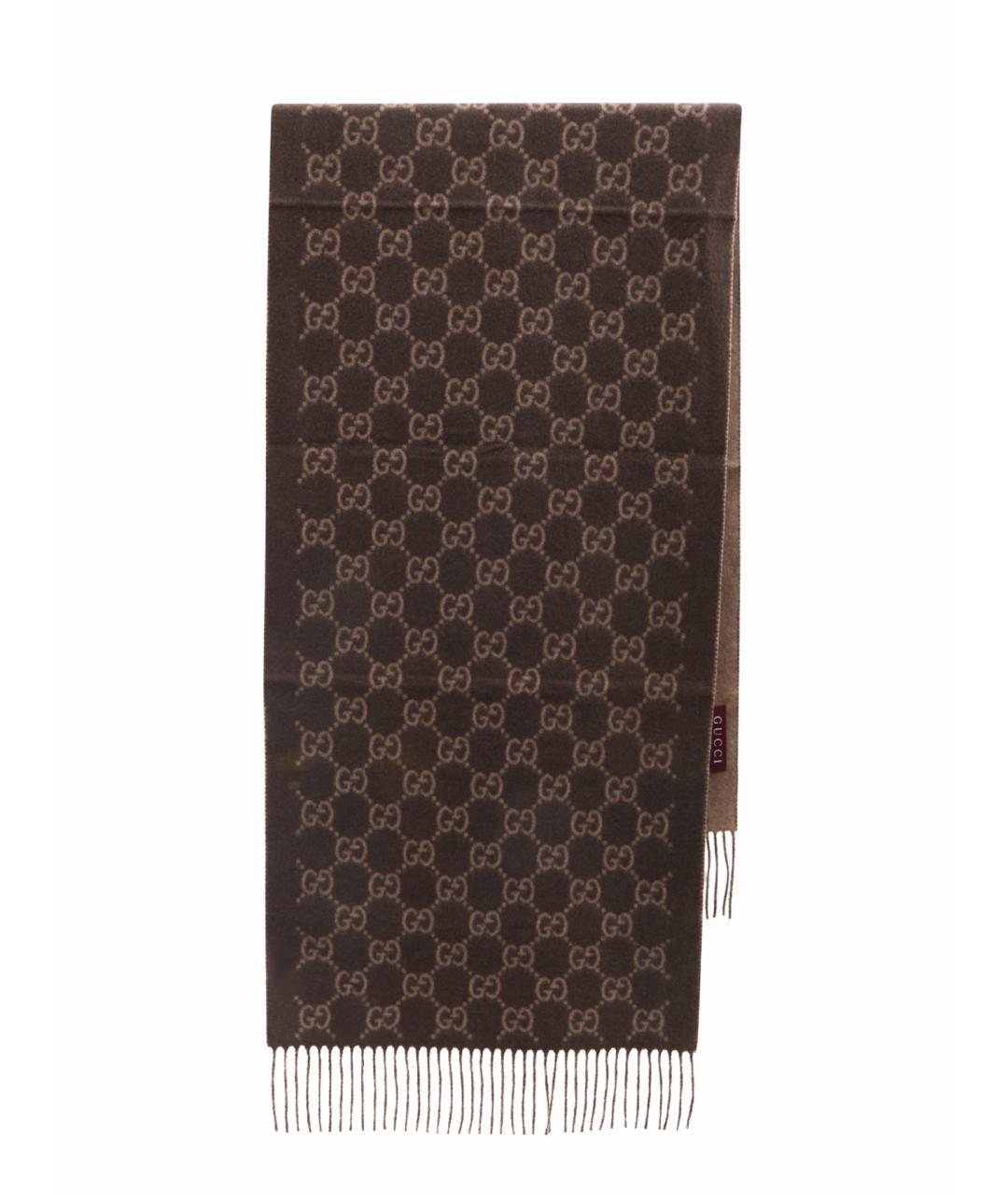 GUCCI Коричневый кашемировый шарф, фото 1
