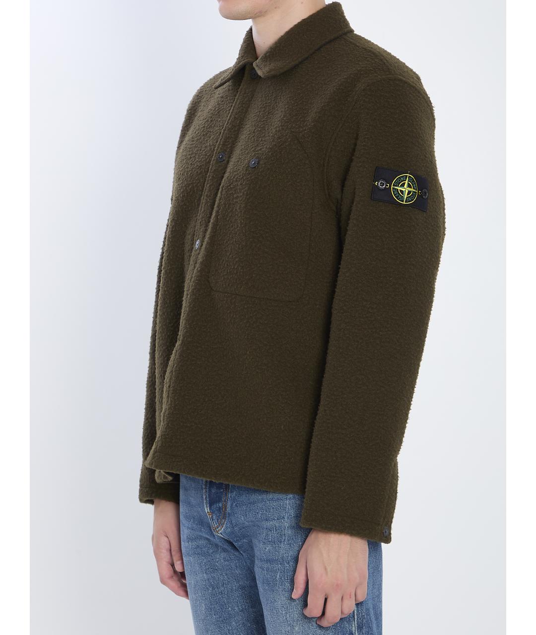 STONE ISLAND Зеленая шерстяная куртка, фото 3
