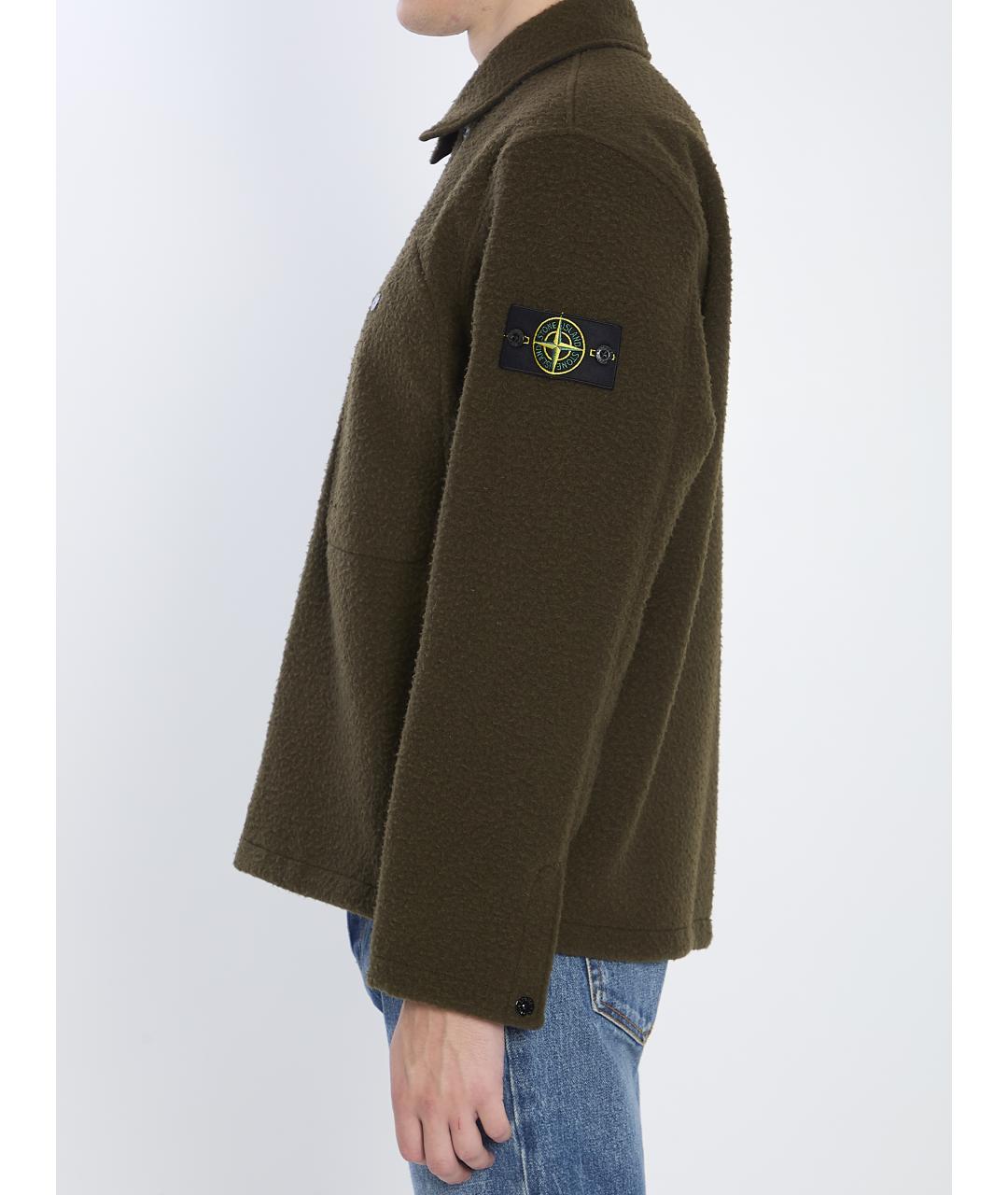 STONE ISLAND Зеленая шерстяная куртка, фото 4