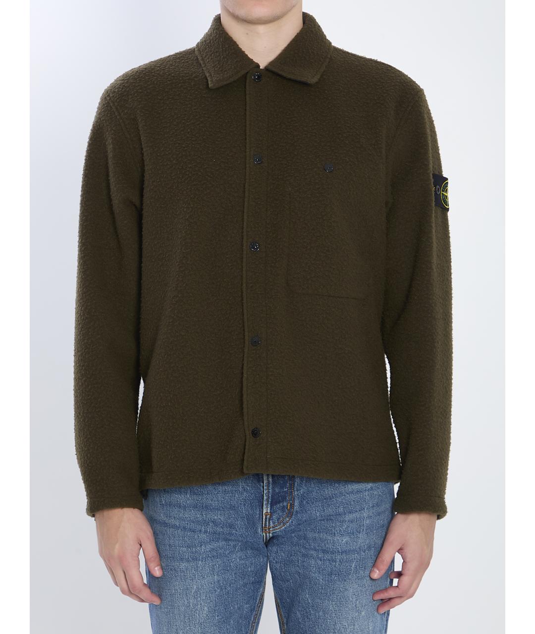 STONE ISLAND Зеленая шерстяная куртка, фото 2