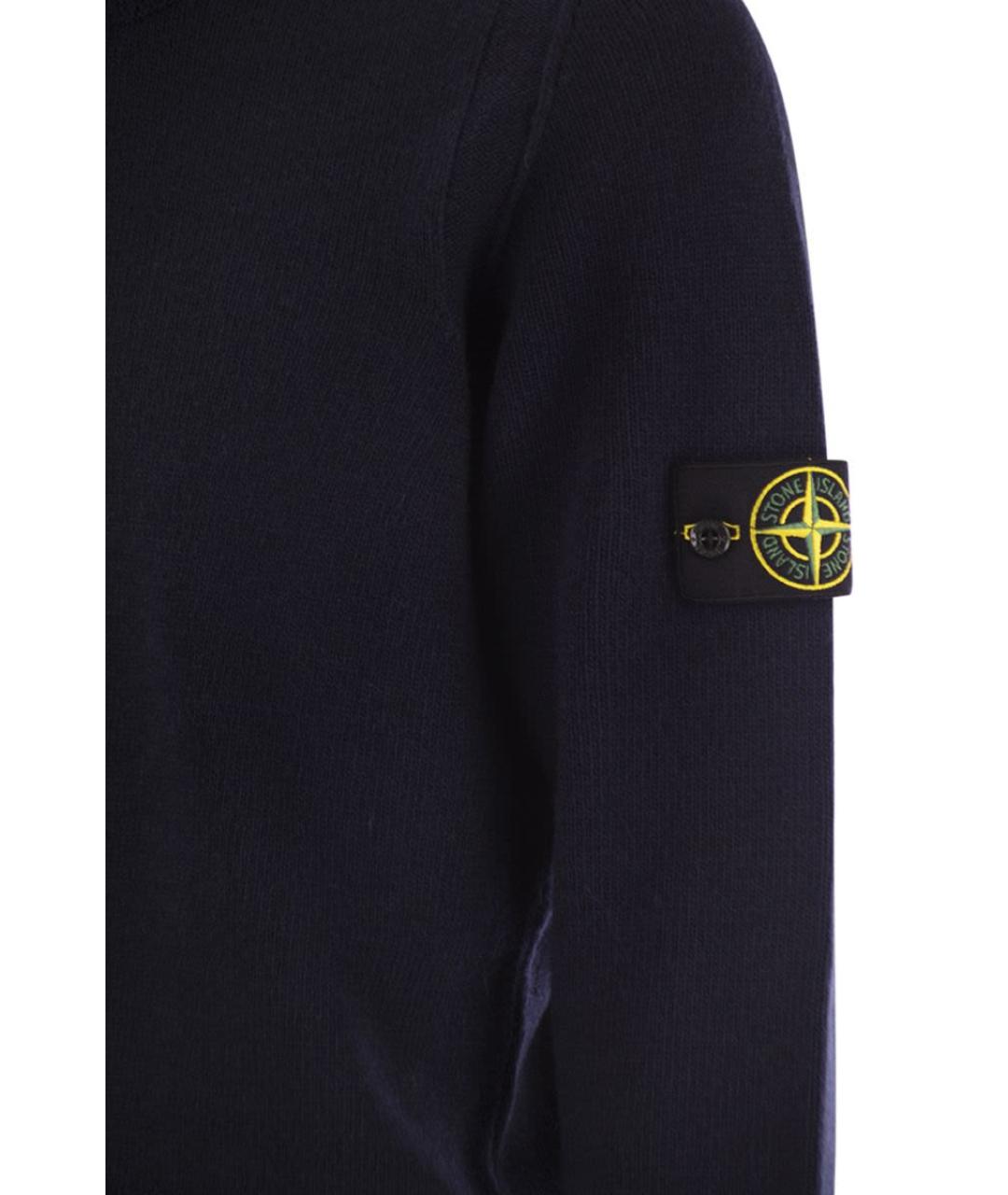 STONE ISLAND Темно-синий шерстяной джемпер / свитер, фото 4