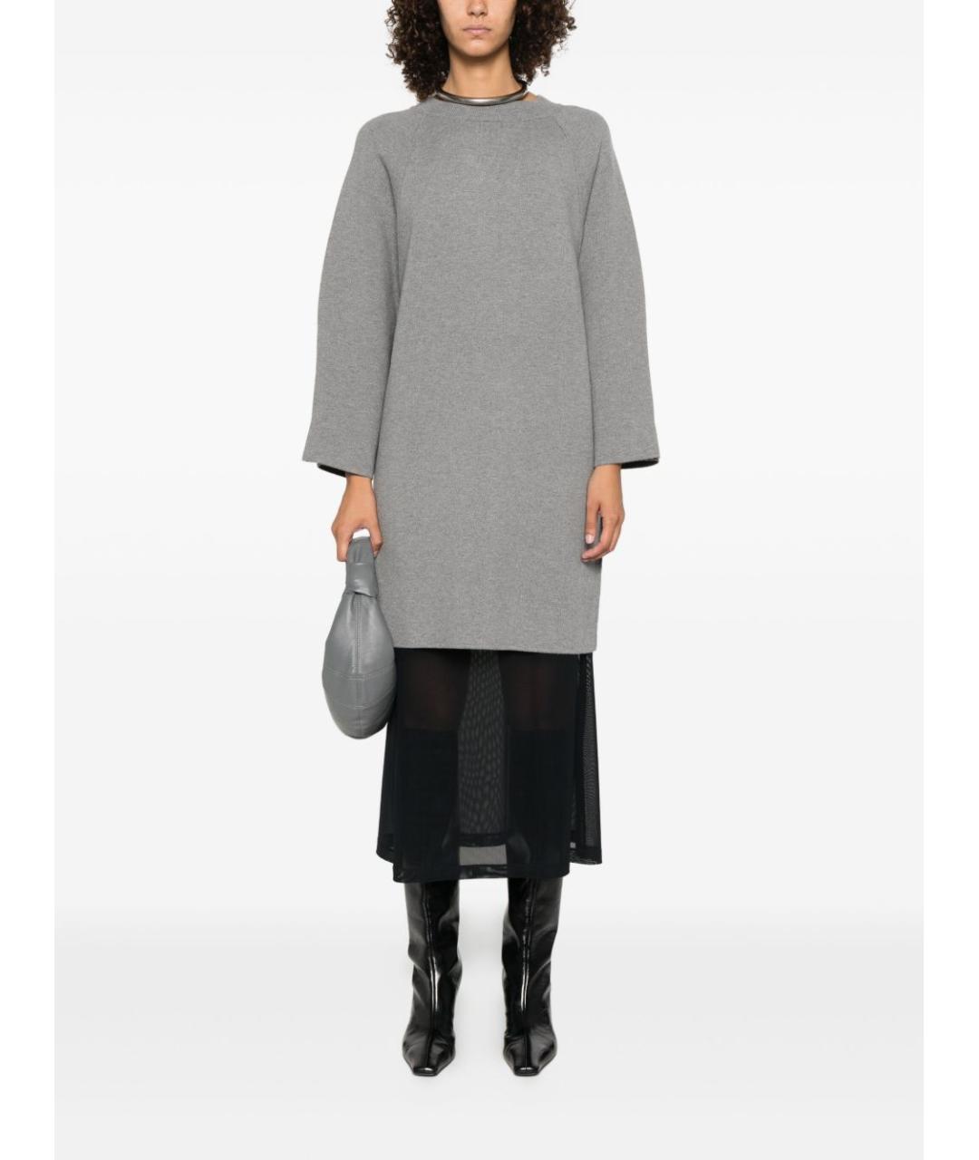 MAX MARA Серое вискозное повседневное платье, фото 2