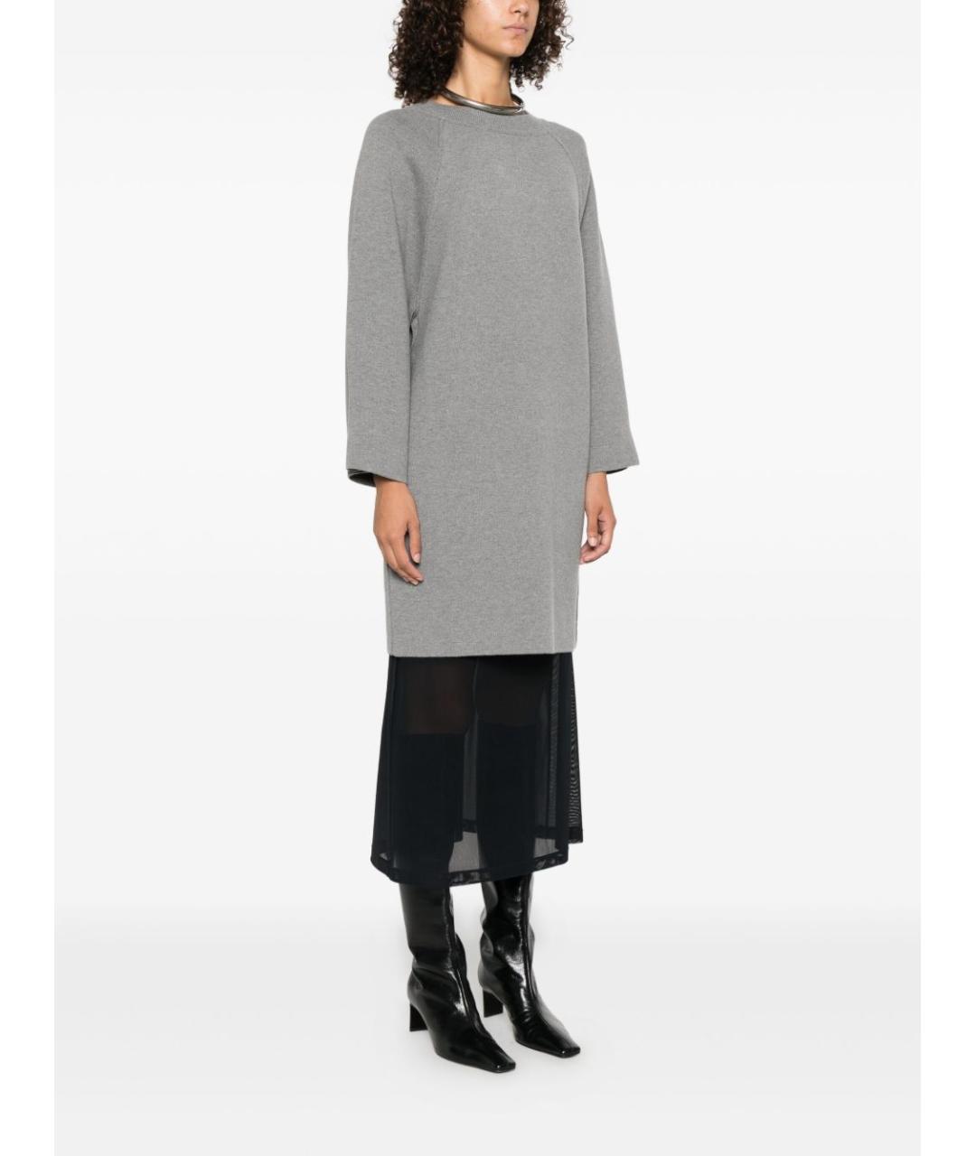 MAX MARA Серое вискозное повседневное платье, фото 3