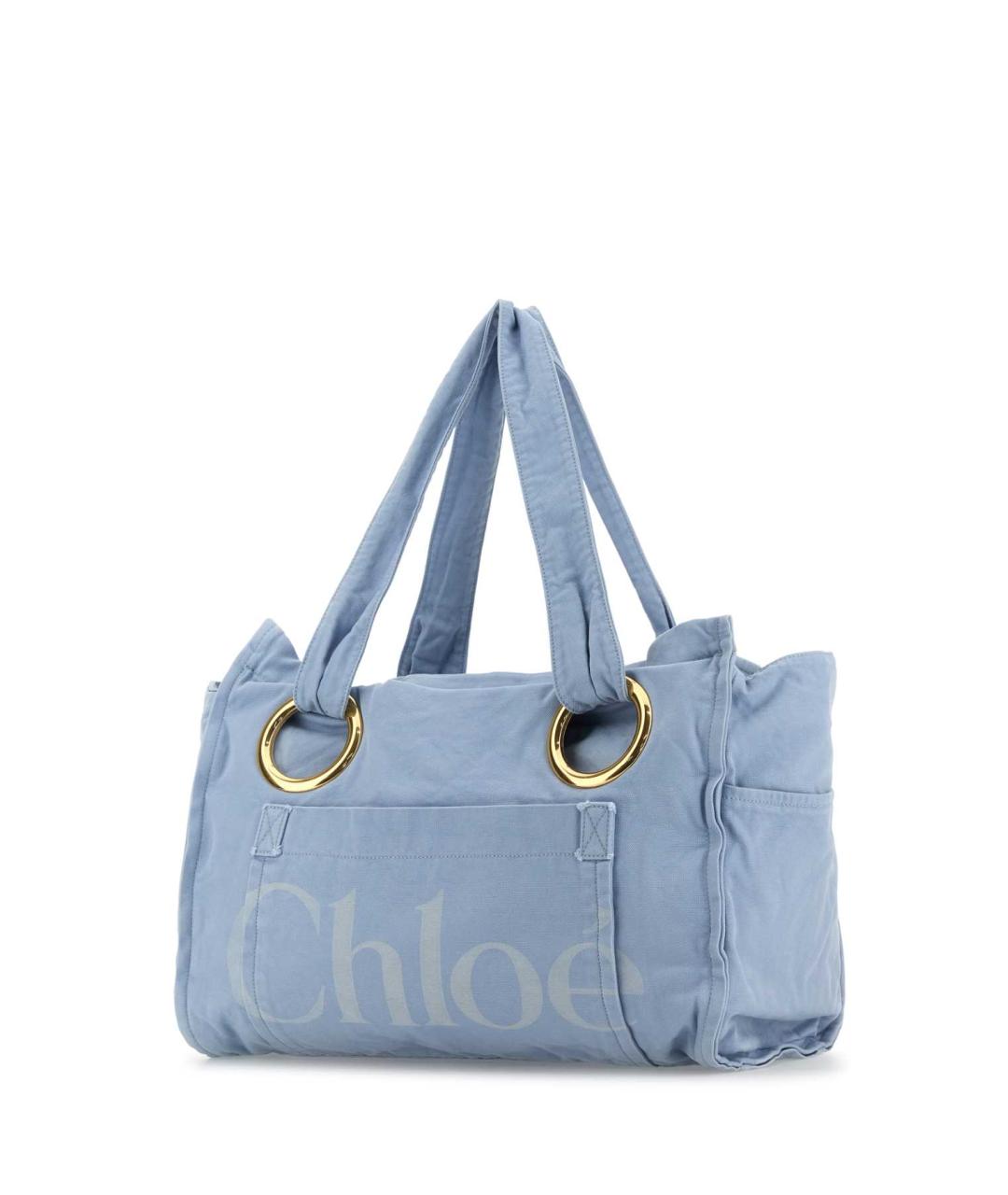 CHLOE Голубая хлопковая сумка тоут, фото 2