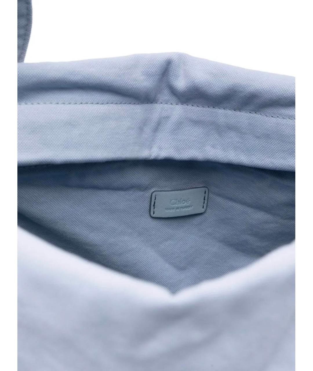 CHLOE Голубая хлопковая сумка тоут, фото 5