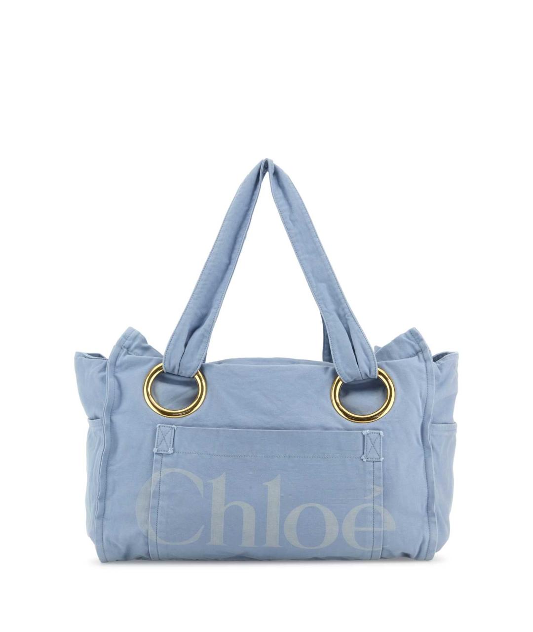 CHLOE Голубая хлопковая сумка тоут, фото 1