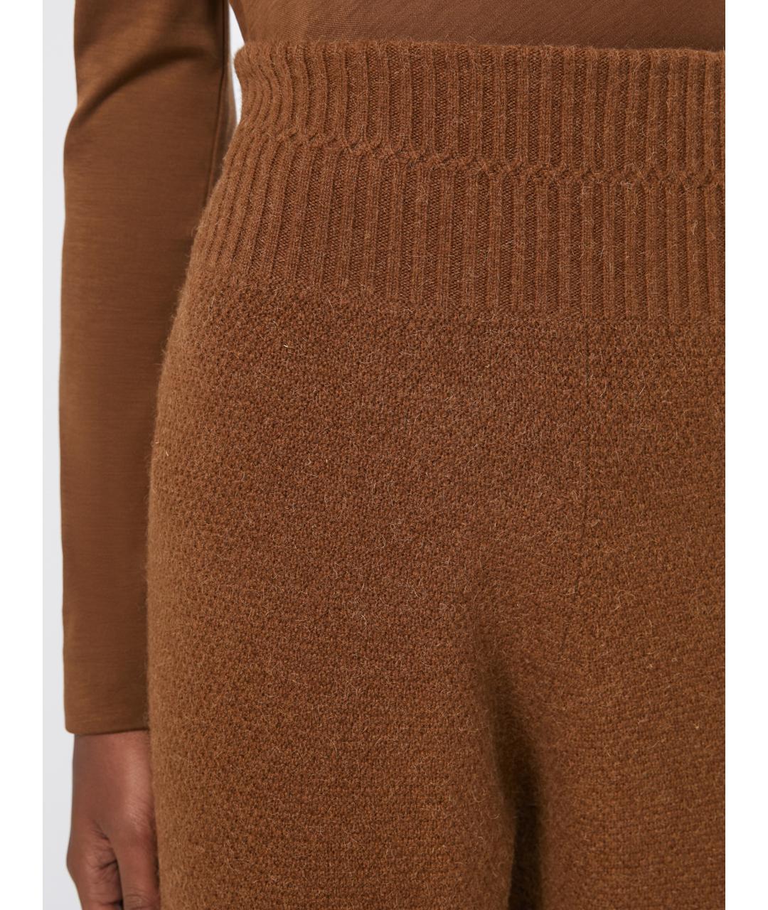 MAX MARA Коричневые шерстяные прямые брюки, фото 5