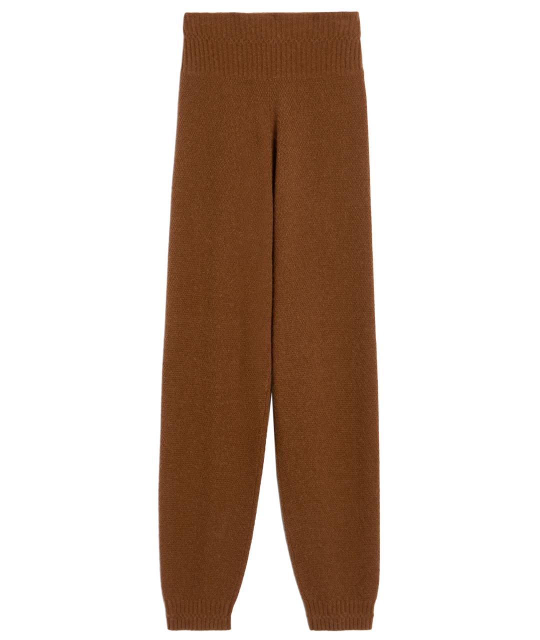 MAX MARA Коричневые шерстяные прямые брюки, фото 1
