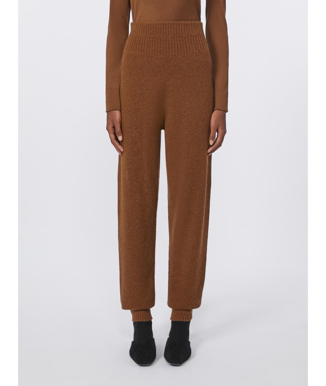 MAX MARA Коричневые шерстяные прямые брюки, фото 3
