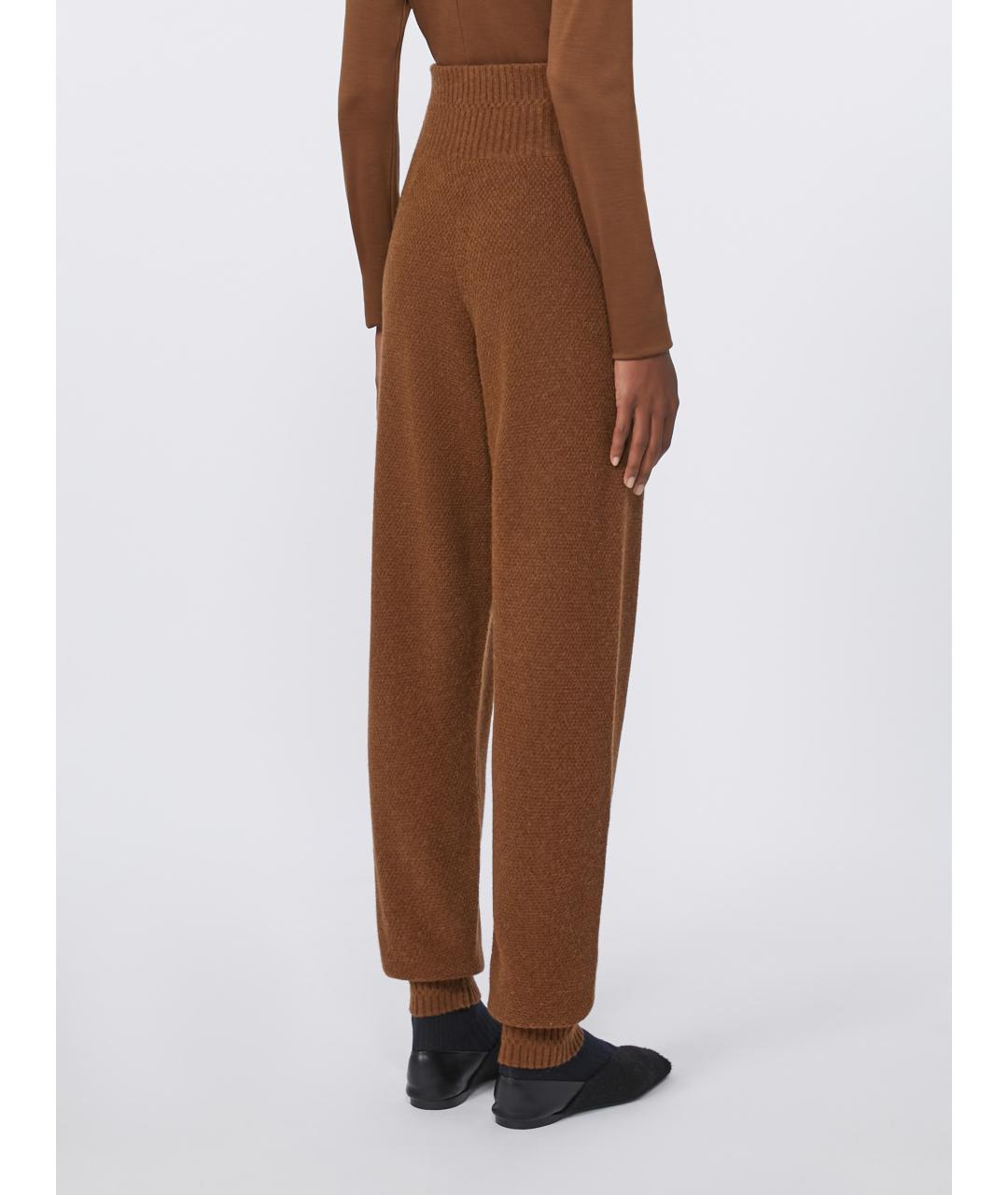 MAX MARA Коричневые шерстяные прямые брюки, фото 4