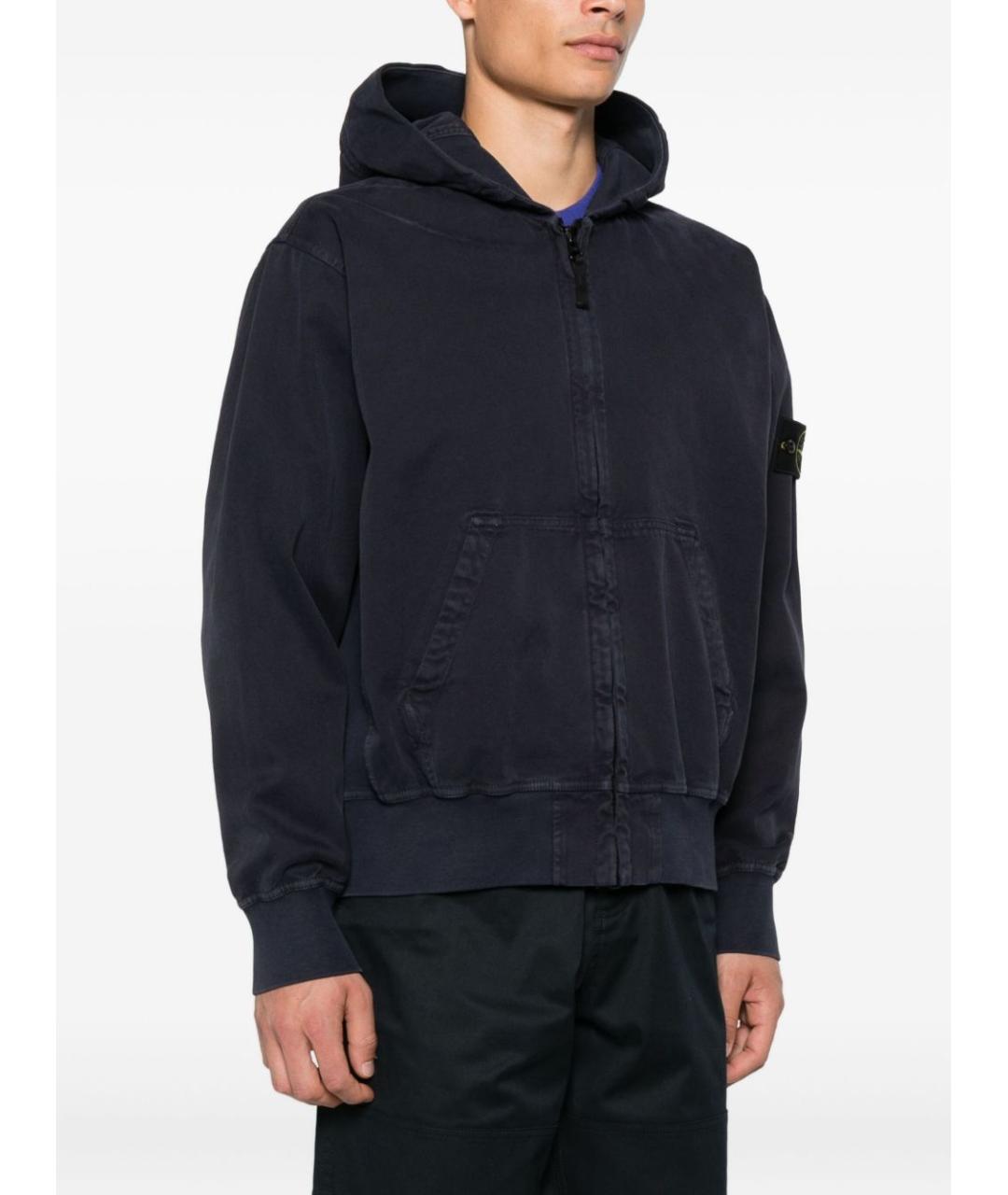 STONE ISLAND Темно-синяя хлопковая куртка, фото 3