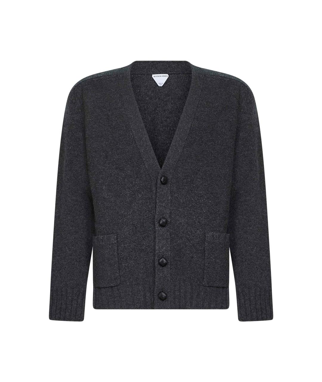 BOTTEGA VENETA Антрацитовый шерстяной кардиган, фото 1