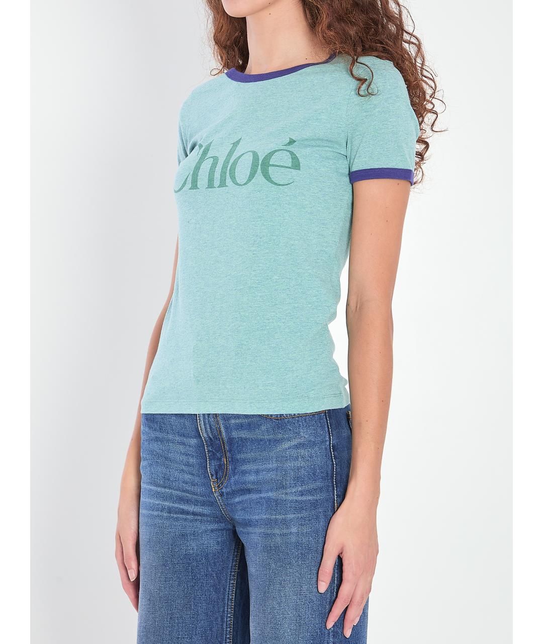 CHLOE Зеленая хлопковая футболка, фото 3