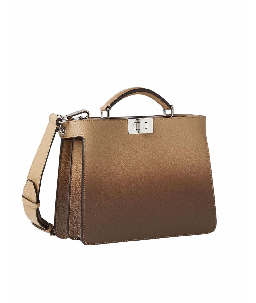 FENDI Коричневая кожаная сумка тоут, фото 2
