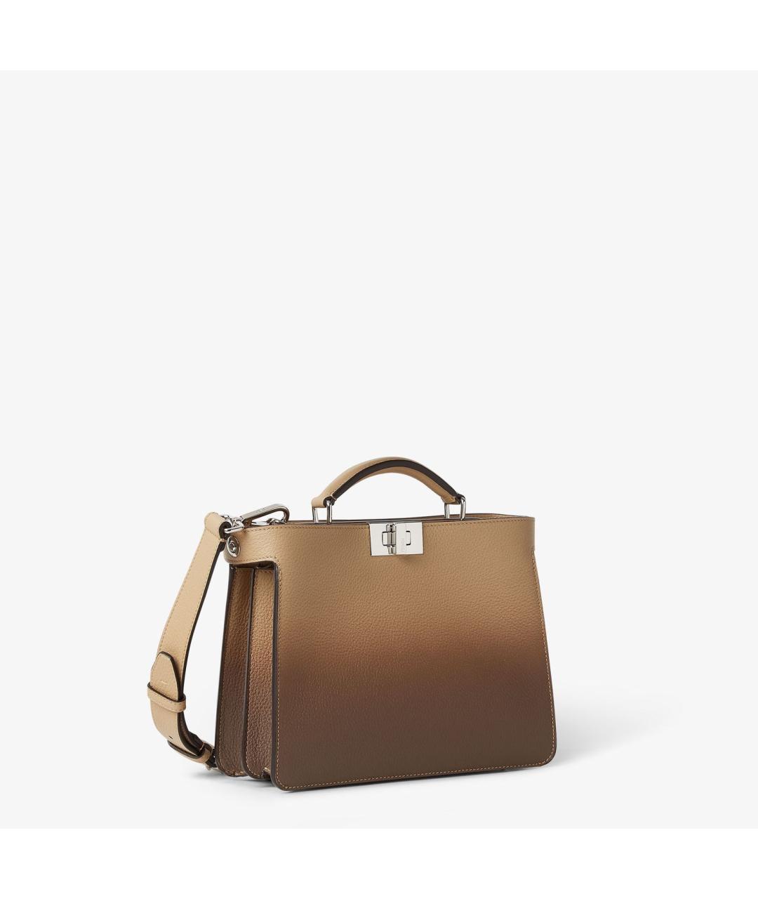 FENDI Коричневая кожаная сумка тоут, фото 6