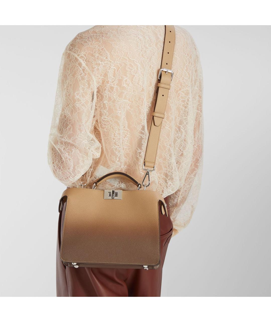 FENDI Коричневая кожаная сумка тоут, фото 3