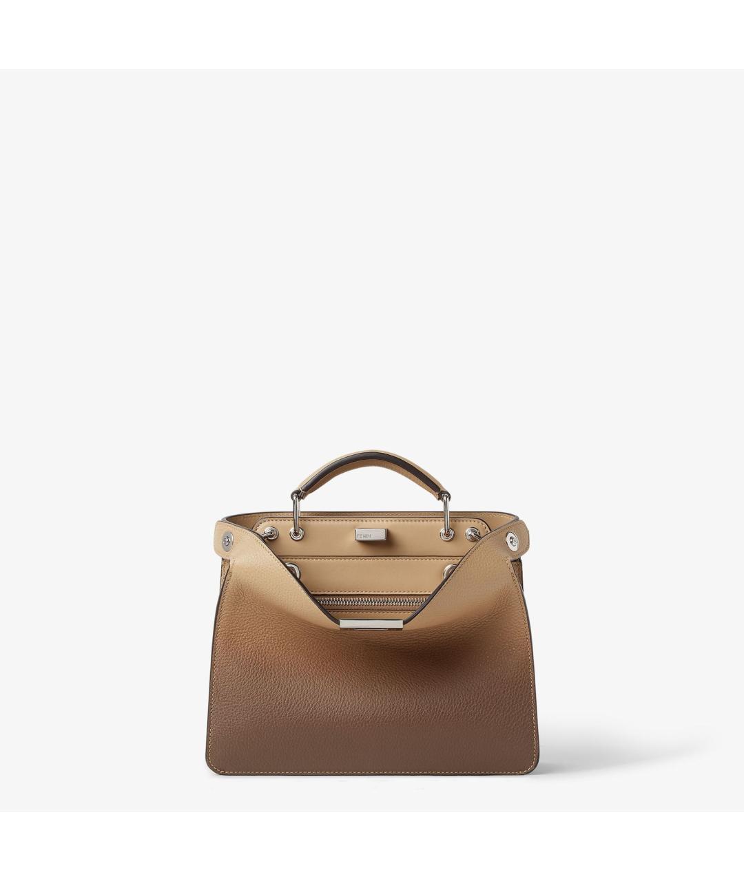 FENDI Коричневая кожаная сумка тоут, фото 7