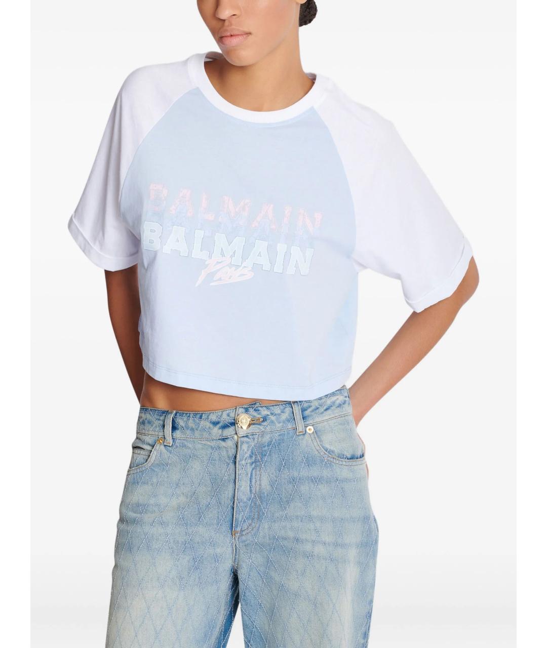 BALMAIN Синяя хлопковая футболка, фото 5