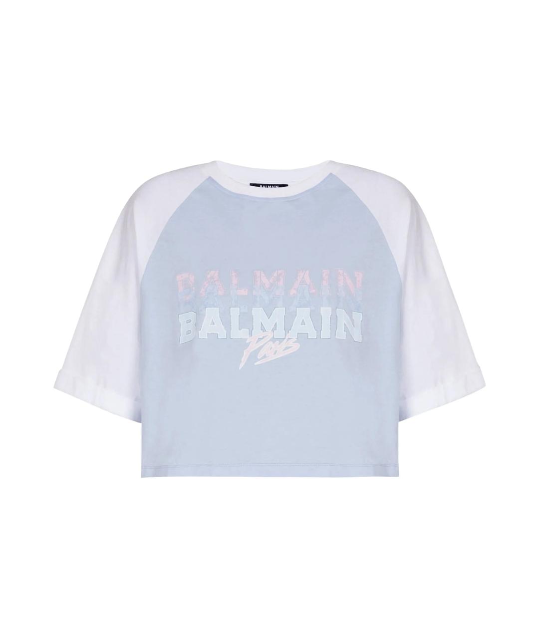 BALMAIN Синяя хлопковая футболка, фото 1