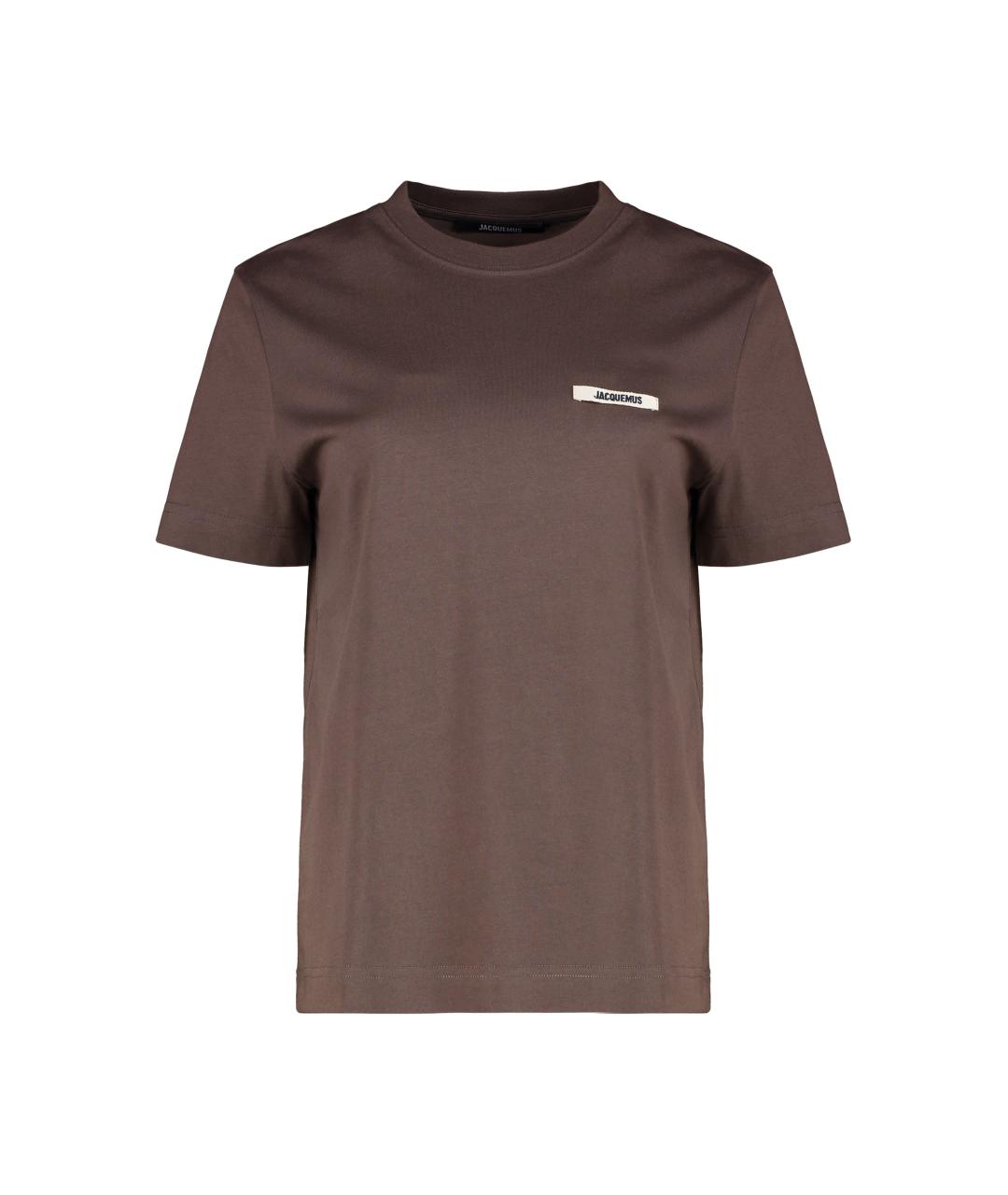 JACQUEMUS Коричневая хлопковая футболка, фото 1