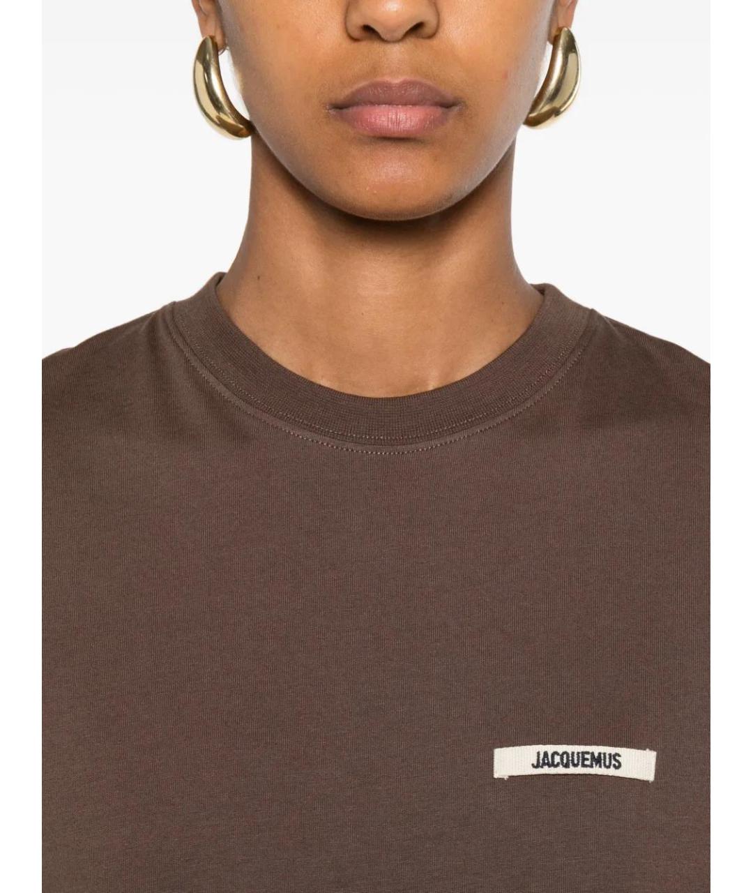 JACQUEMUS Коричневая хлопковая футболка, фото 5