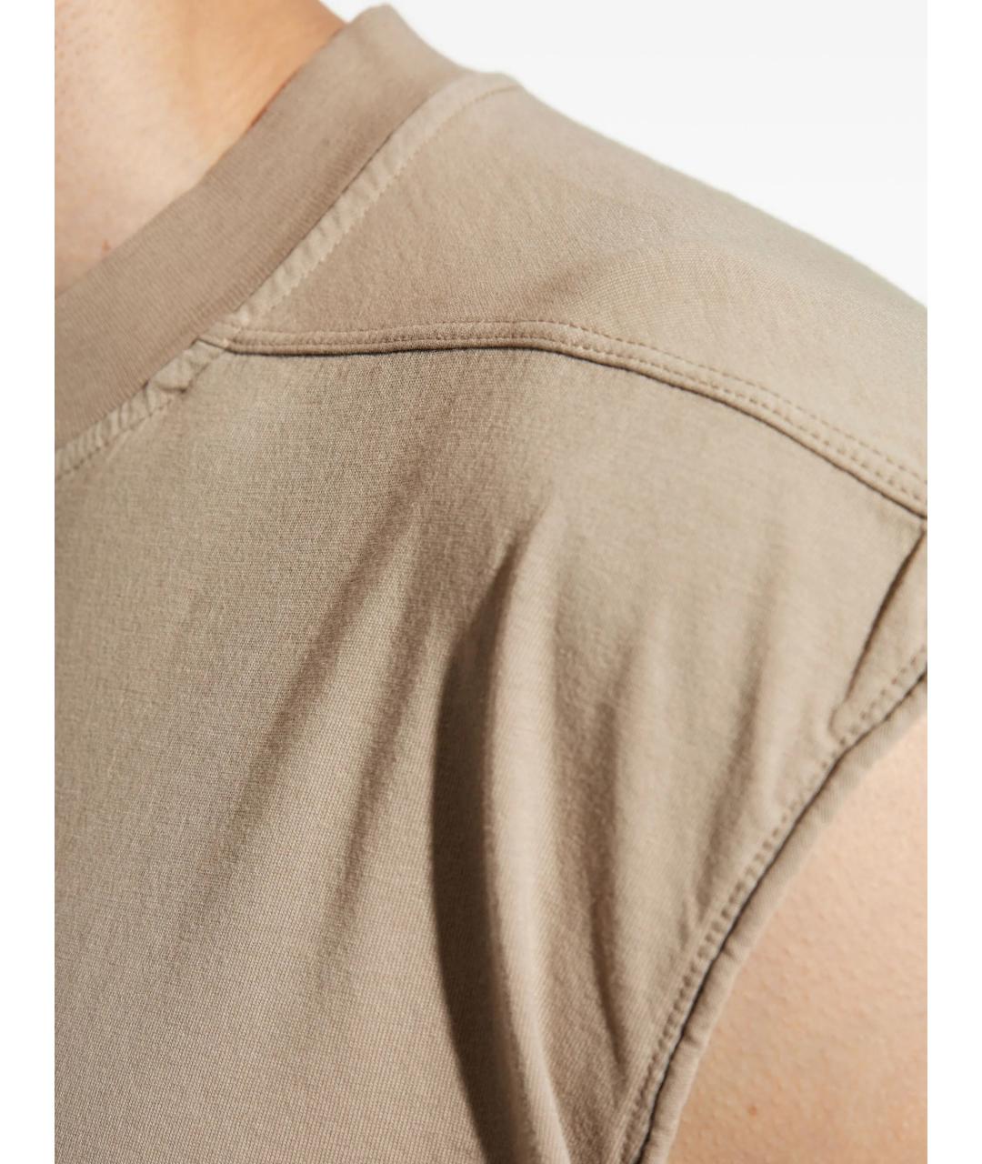 RICK OWENS DRKSHDW Бежевая хлопковая футболка, фото 5